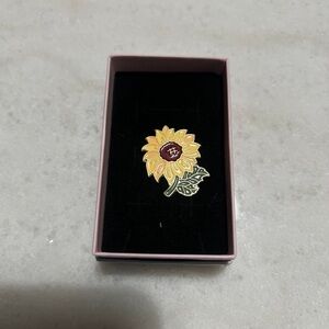 Sunflower Enamel Pin - Yellow and Green Floral Lapel Pin - missing back